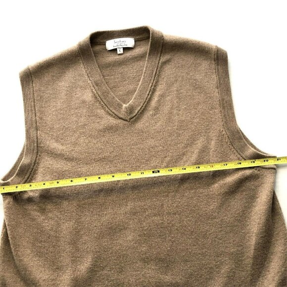 Turnbury Mens Sweater Vest sz L Extra Fine Merino Wool Tan Preppy - Picture 5 of 8